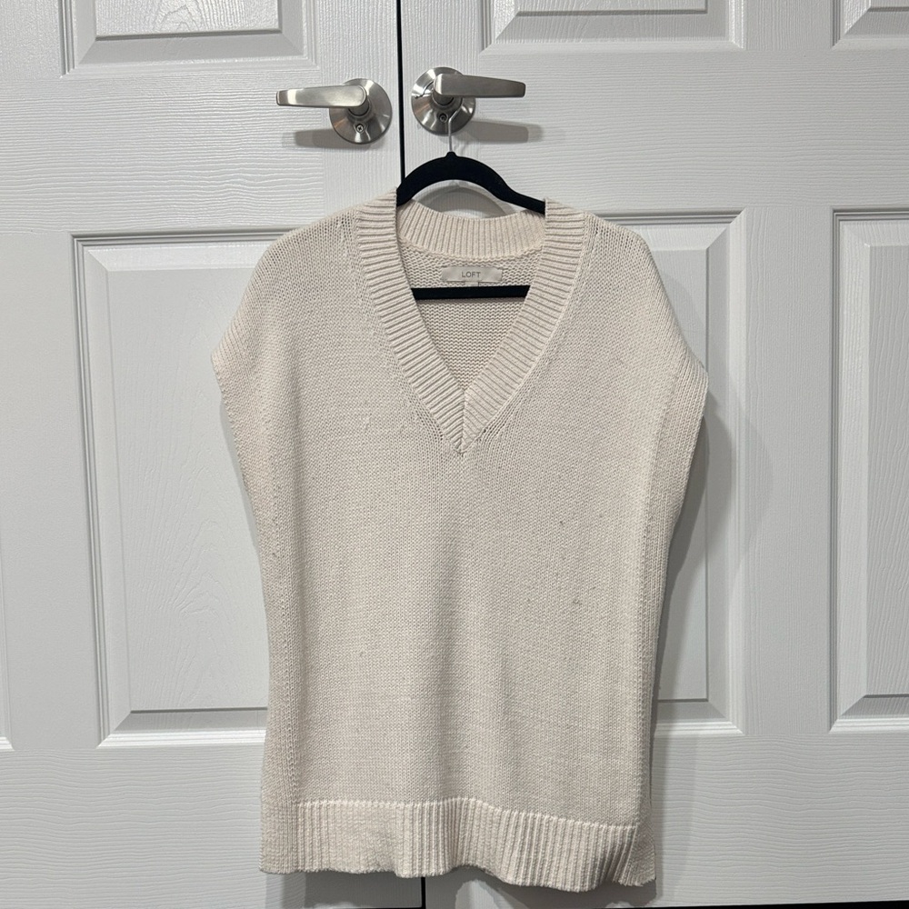 LOFT Cream V-Neck Sweater